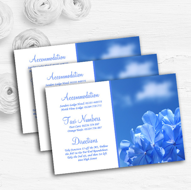 Pretty Sky Blue Flower Personalised Wedding Guest Information Cards