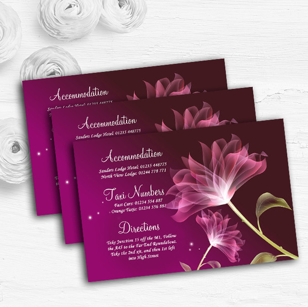 Purple Flower Stunning Personalised Wedding Guest Information Cards