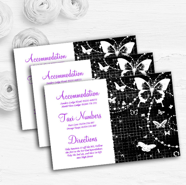 Black White Butterfly Personalised Wedding Guest Information Cards