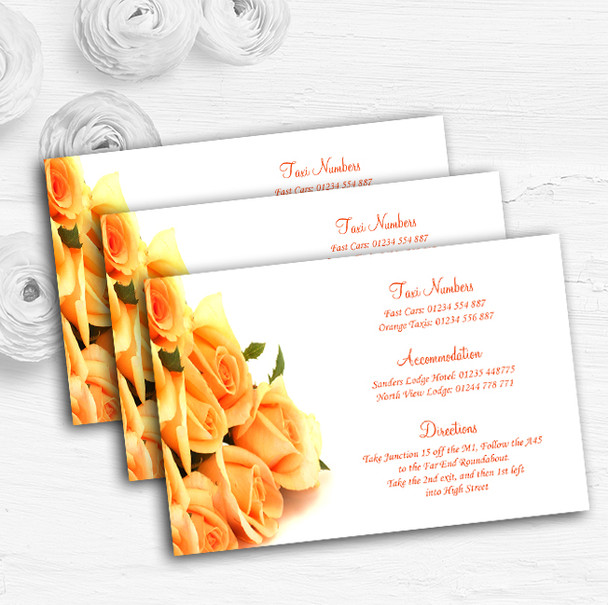 Orange Yellow Roses Personalised Wedding Guest Information Cards