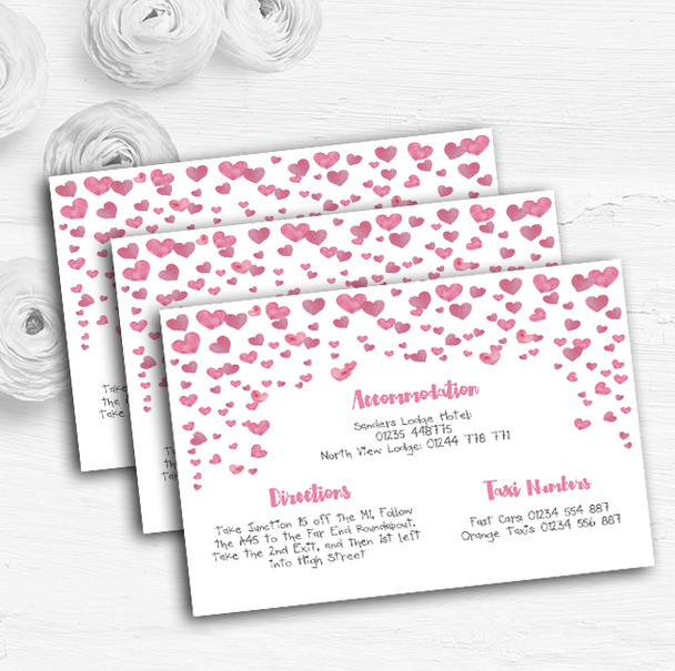 Pink Heart Confetti Personalised Wedding Guest Information Cards