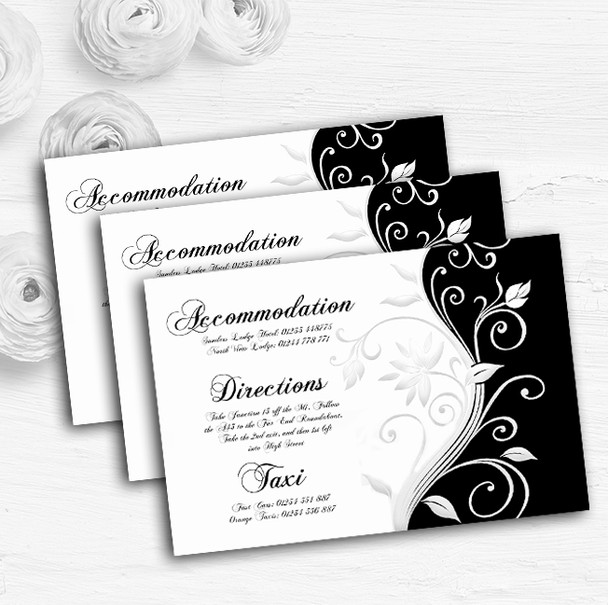 White Black Scroll Personalised Wedding Guest Information Cards