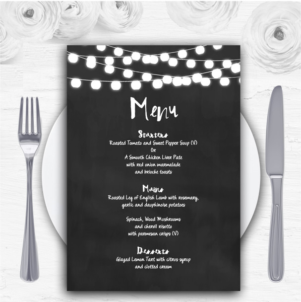 Chalk Style and Lights Watercolour Personalised Wedding Menu Cards