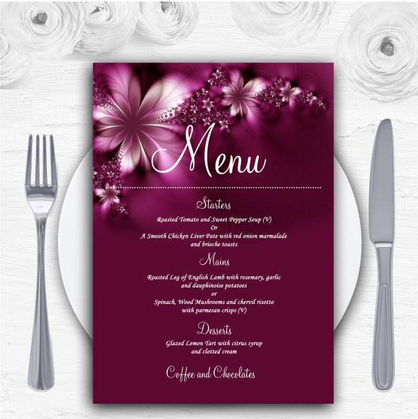 Beautiful Purple Personalised Wedding Menu Cards