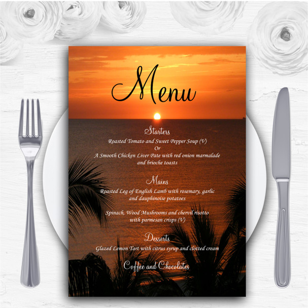 Florida Sunset Personalised Wedding Menu Cards