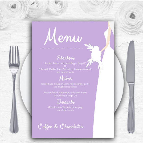 Lilac Bride Personalised Wedding Menu Cards