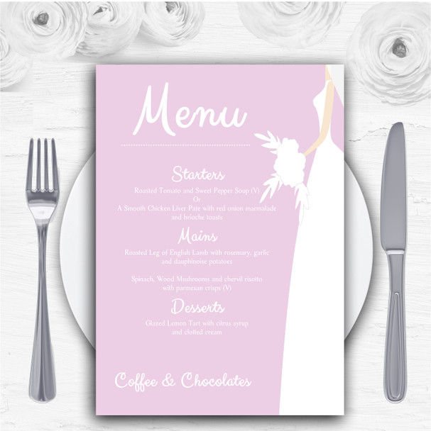 Pink Bride Personalised Wedding Menu Cards