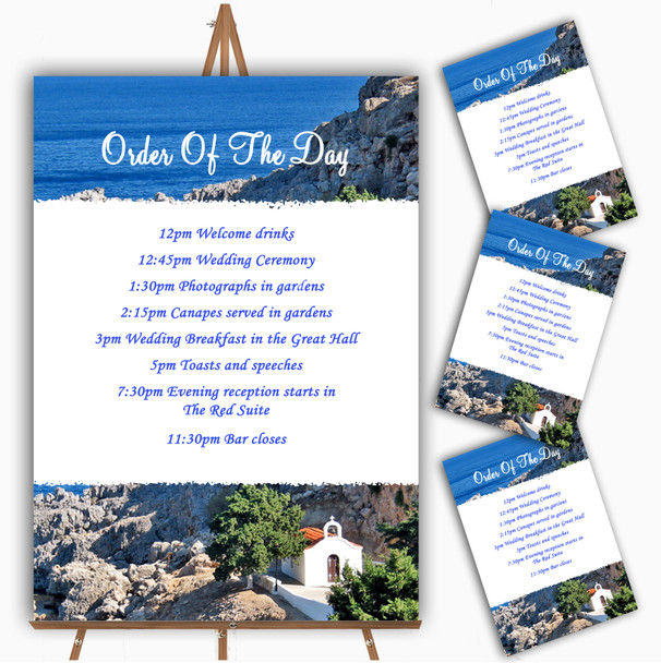 Heart St Pauls Lindos Rhodes Personalised Wedding Order Of The Day Cards & Signs