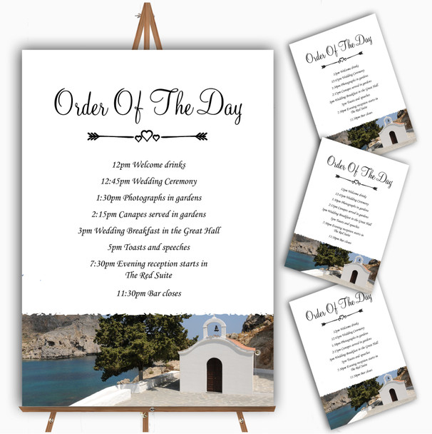 St Pauls Lindos Rhodes Abroad Personalised Wedding Order Of The Day Cards