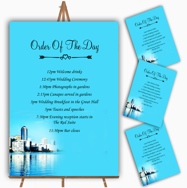 Miami Florida Personalised Wedding Order Of The Day Cards & Signs