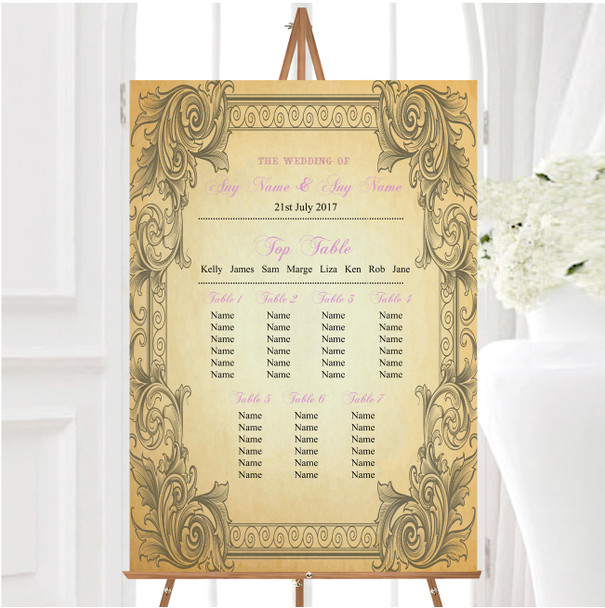 Typography Vintage Pale Pink Postcard Personalised Wedding Seating Table Plan