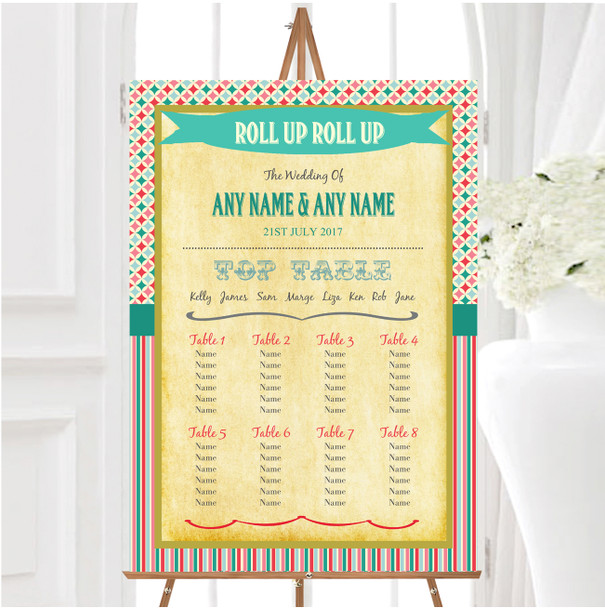 Vintage Carnival Old Style Circus Stripes Wedding Seating Table Plan