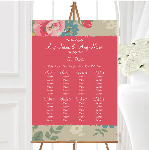 Shabby Chic Inspired Vintage Personalised Wedding Seating Table Plan