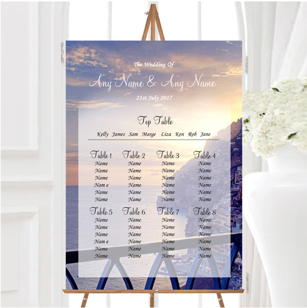 The Amalfi Coast Italy Personalised Wedding Seating Table Plan