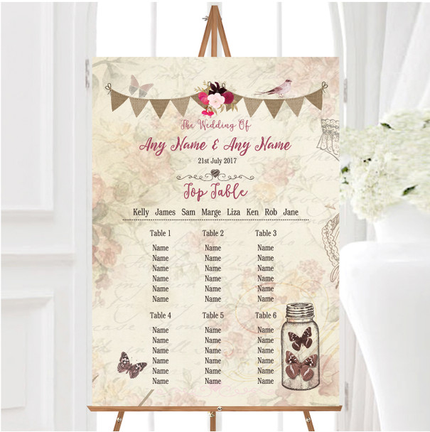 Rustic Parisian Style Personalised Wedding Seating Table Plan