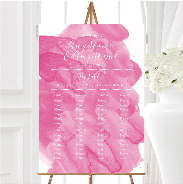 Warm Pink Watercolour Personalised Wedding Seating Table Plan