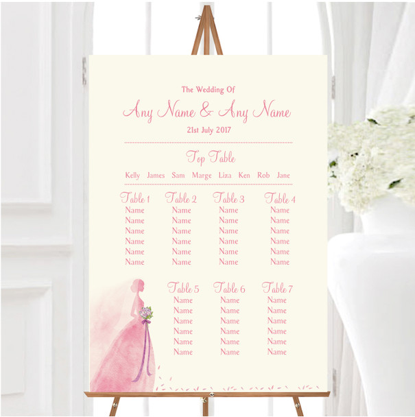 Pink Classic Bride Personalised Wedding Seating Table Plan