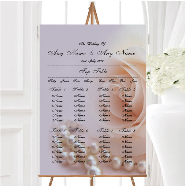 Lilac Rose Pearls Personalised Wedding Seating Table Plan