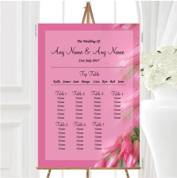 Warm Pink Flowers Personalised Wedding Seating Table Plan