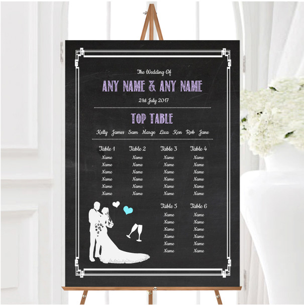 Chalkboard Lilac Personalised Wedding Seating Table Plan