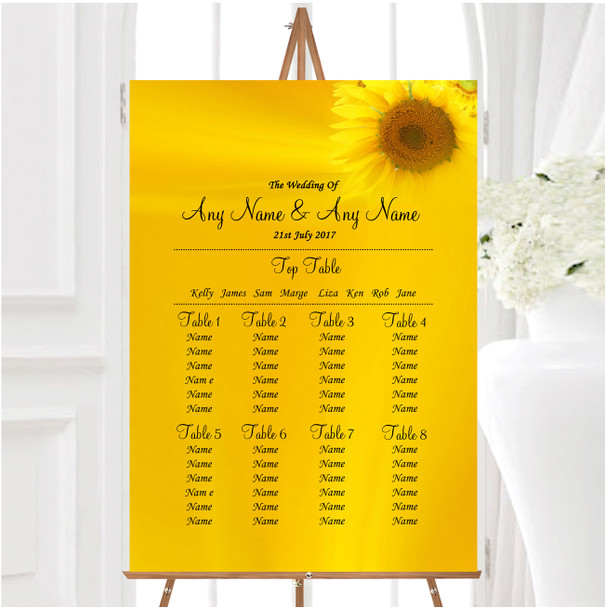 Sunflowers Personalised Wedding Seating Table Plan