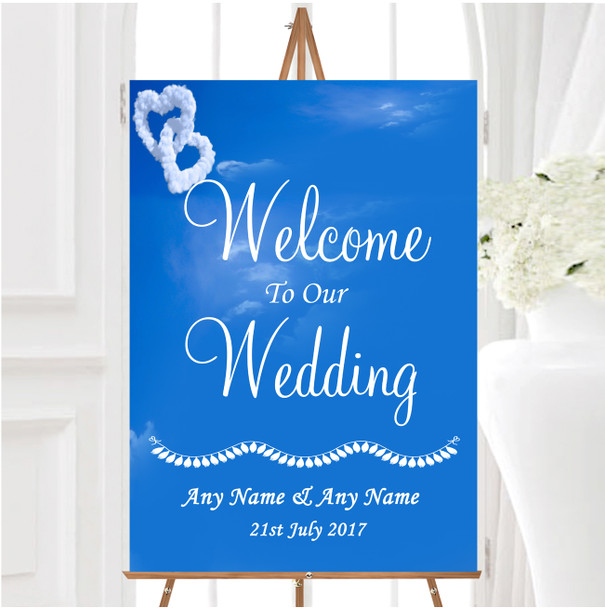 Romantic Heart Clouds Sky Personalised Any Wording Welcome To Our Wedding Sign