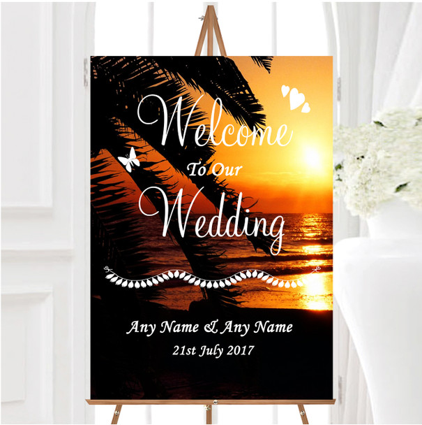 Gorgeous Florida Sunset Beach Personalised Any Wording Welcome Wedding Sign