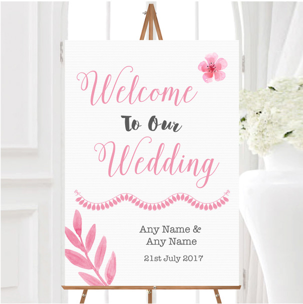 Watercolour Subtle Dusty Pink Personalised Any Wording Welcome Wedding Sign