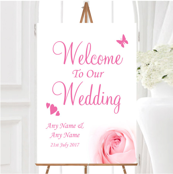 Stunning Pale Baby Pink Rose Personalised Any Wording Welcome Wedding Sign