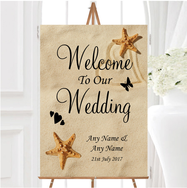 Sandy Beach Romantic Personalised Any Wording Welcome To Our Wedding Sign