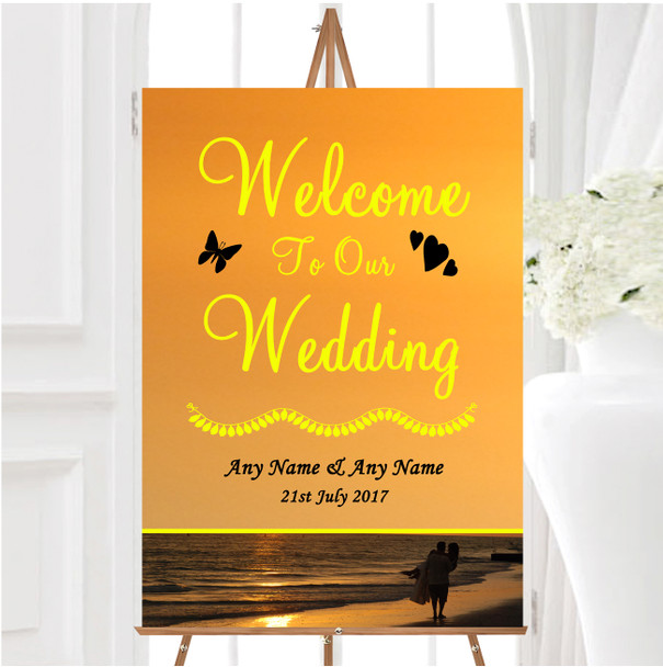 Romantic Beach Groom Bride Personalised Any Wording Welcome Wedding Sign
