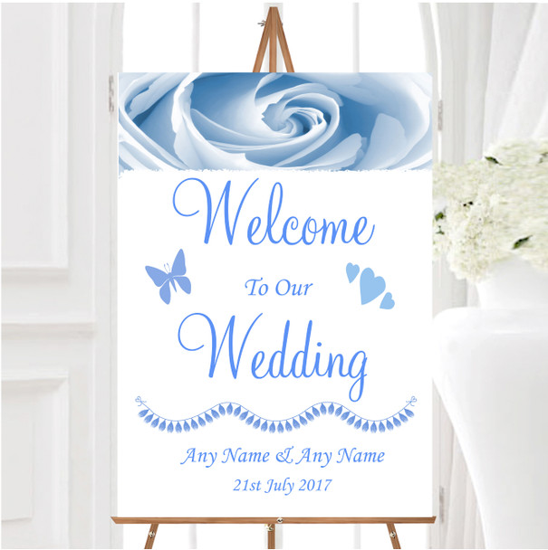 Baby Blue Pale Rose Personalised Any Wording Welcome To Our Wedding Sign