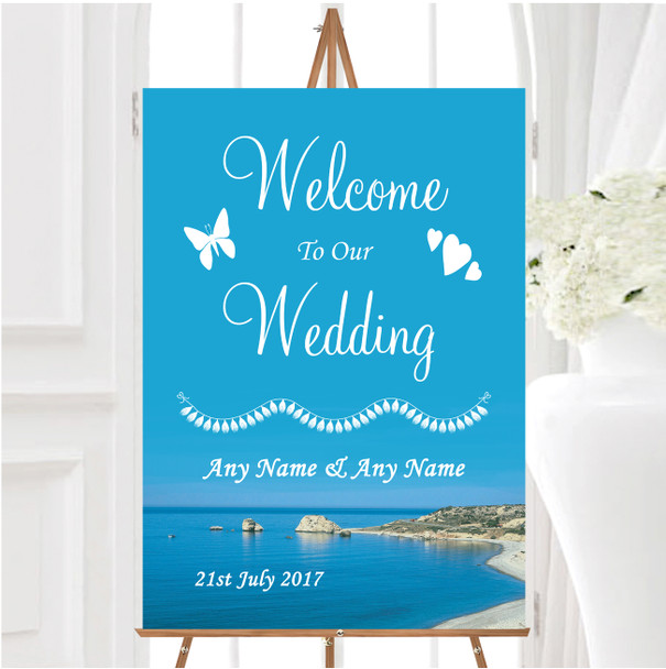 Cyprus Beach Abroad Personalised Any Wording Welcome To Our Wedding Sign