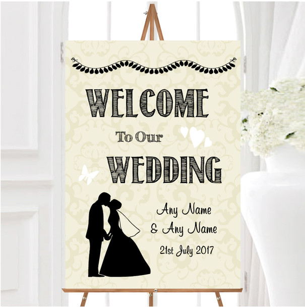 Traditional Chic Personalised Any Wording Welcome To Our Wedding Sign