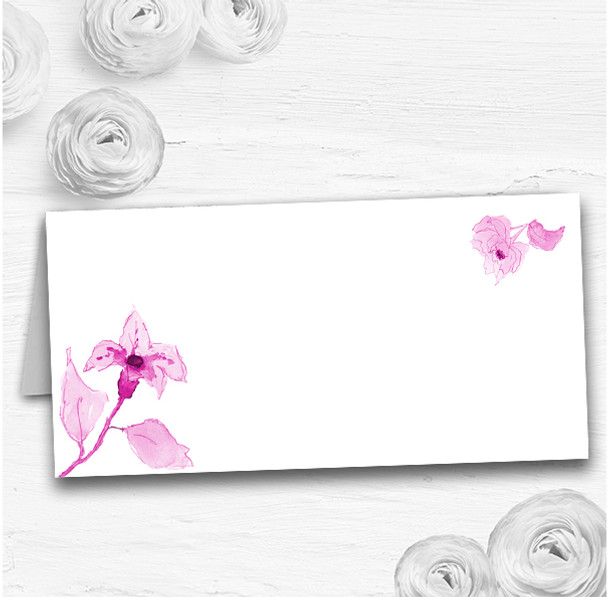 Beautiful Dusty Rose Pink Watercolour Flowers Wedding Table Seating Name Place Cards