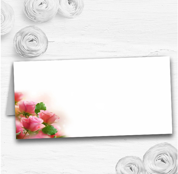 Beautiful Soft Pink Pastel Roses Wedding Table Seating Name Place Cards
