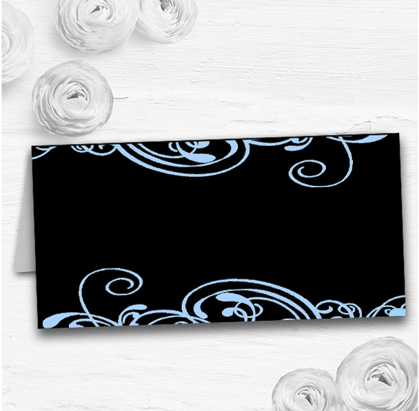 Black & Blue Swirl Deco Wedding Table Seating Name Place Cards