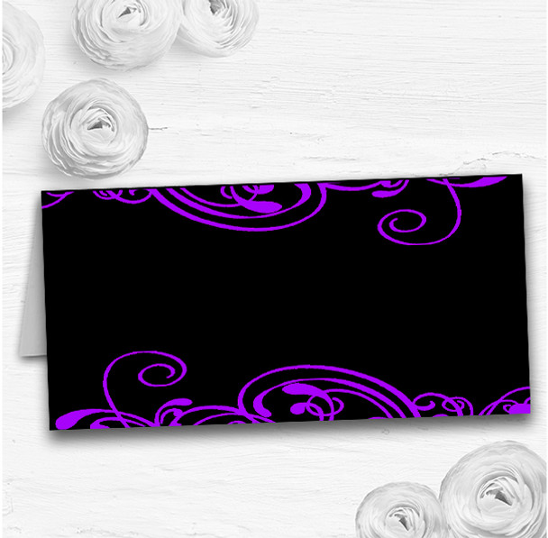Black & Purple Swirl Deco Wedding Table Seating Name Place Cards