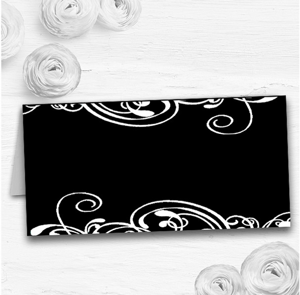 Black & White Swirl Deco Wedding Table Seating Name Place Cards