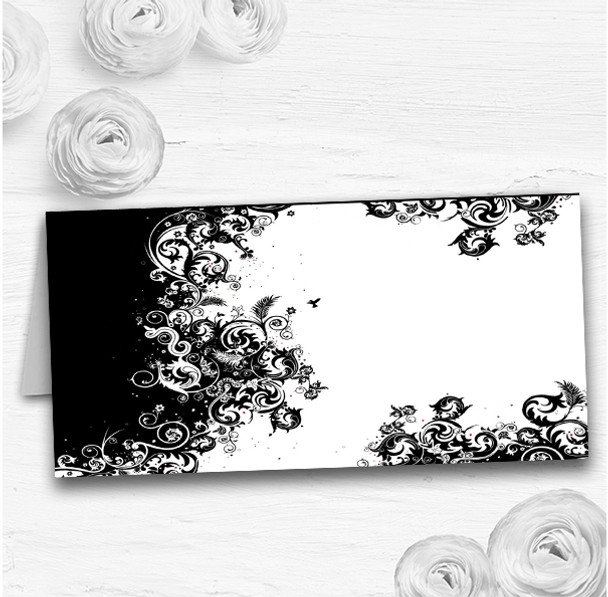 Black White Swirls Wedding Table Seating Name Place Cards