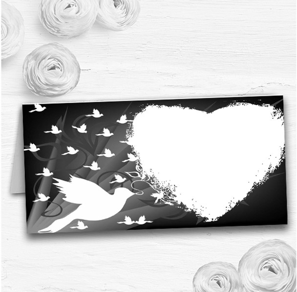 Black With White Doves Wedding Table Seating Name Place Cards