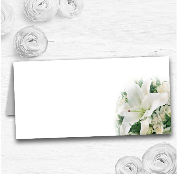 Classy White Lily Pretty Wedding Table Seating Name Place Cards