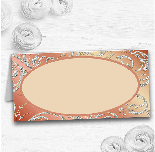 Coral Peach Cream Diamond Wedding Table Seating Name Place Cards