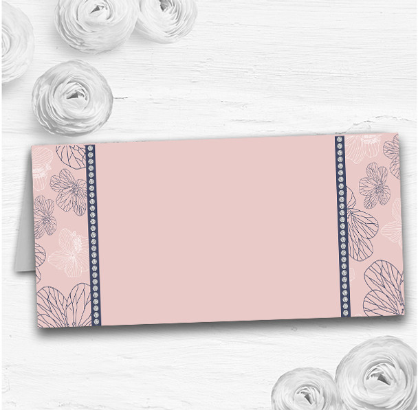 Dusty Coral Pink And Blue Floral Wedding Table Seating Name Place Cards