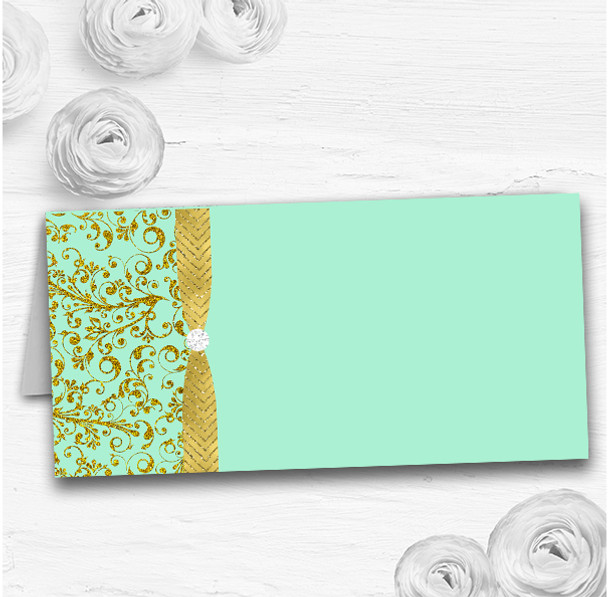Gold And Cool Mint Green Vintage Wedding Table Seating Name Place Cards