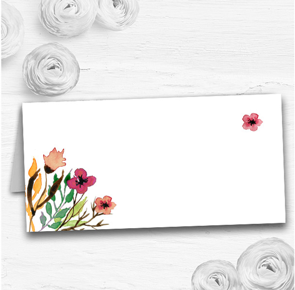 Handwriting Font Watercolour Floral Pink Wedding Table Seating Name Place Cards