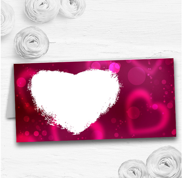 Hot Pink Hearts Wedding Table Seating Name Place Cards