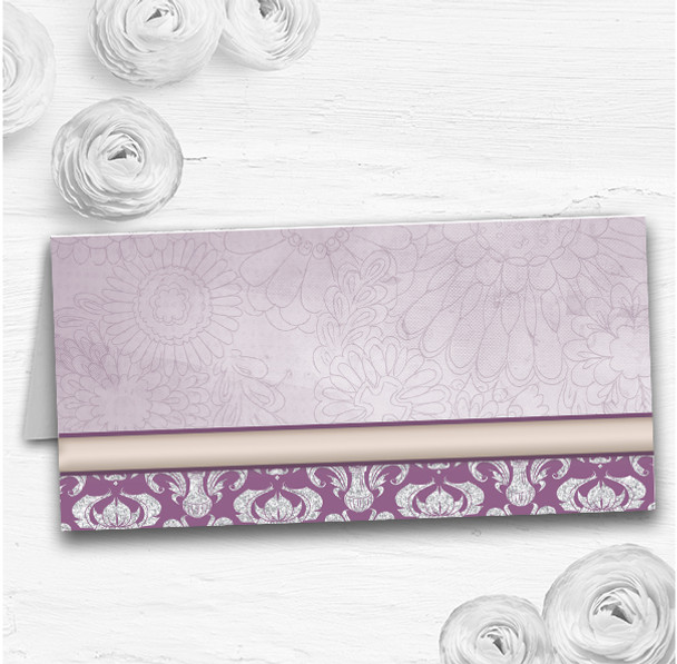 Lavender Lilac Vintage Damask Pretty Wedding Table Seating Name Place Cards