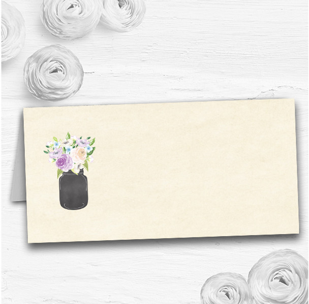 Lilac & Blue Flower Vase Vintage Wedding Table Seating Name Place Cards