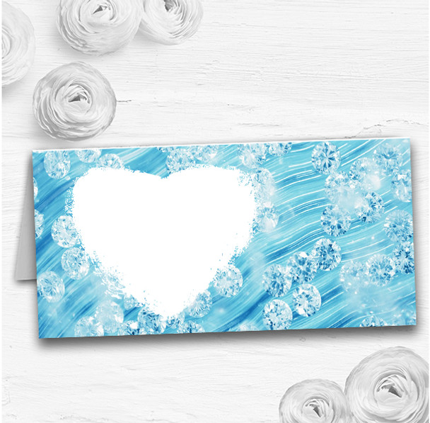 Pale Baby Blue Crystals Pretty Wedding Table Seating Name Place Cards